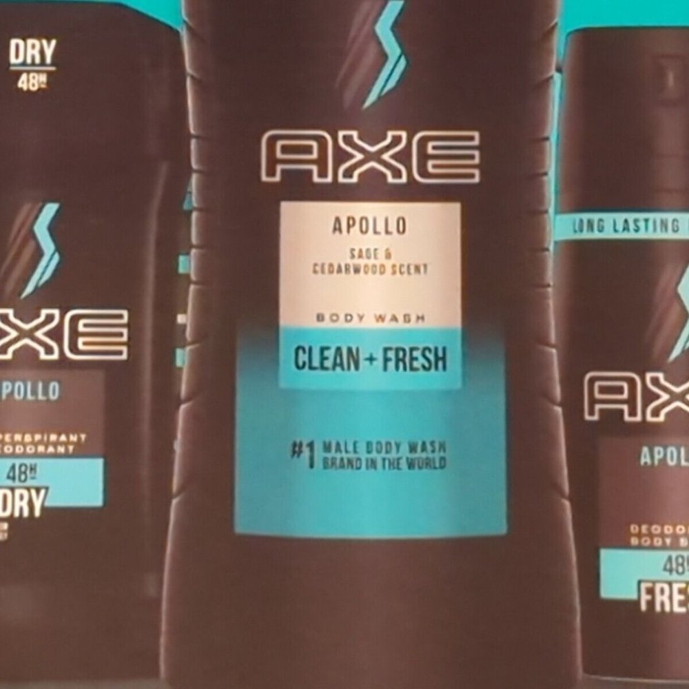 AXE 4-Pc Apolio Gift Set for Men with BONUS Trial Deo Body Spray Body Wash -NEW